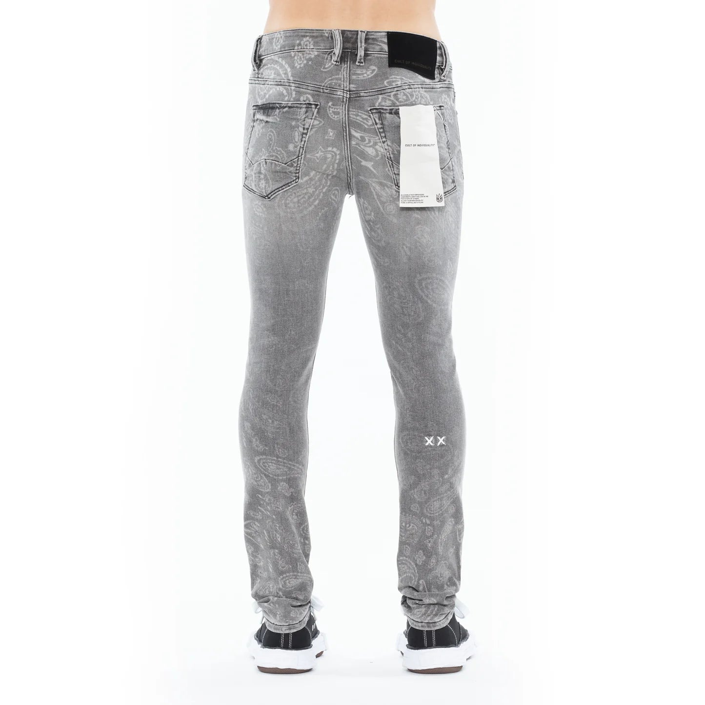 CULT OF INDIVIDUALITY Punk Super Skinny 601 Jeans in Paisley at Gravity NYC CULT OF INDIVIDUALITY Punk Super Skinny 601 Jeans in Paisley at Gravity NYC