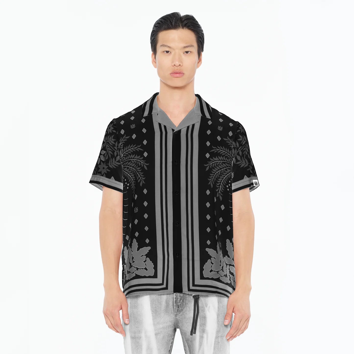 CULT OF INDIVIDUALITY Cuban Woven Shirt in Black Retro at Gravity NYC CULT OF INDIVIDUALITY Cuban Woven Shirt in Black Retro at Gravity NYC