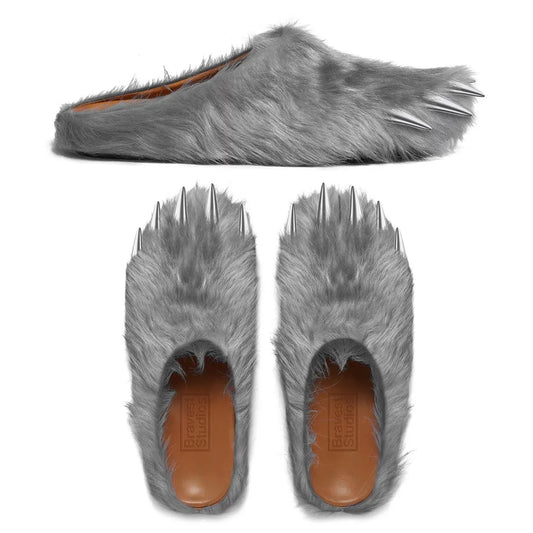 BRAVEST STUDIOS Grey Bear Claw Mules - Gravity NYC