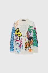BARROW Knitwear Cardigan Graffito Print Multicolor