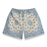 BRAVEST STUDIOS Screenprinted Paisley Cream Shorts at Gravity NYC