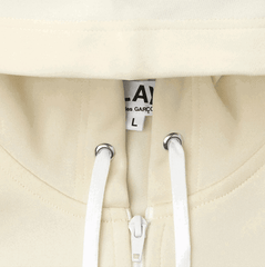 COMME DES GARCONS Play Big Black Heart Zip Up Hoodie Ivory at Gravity NYC