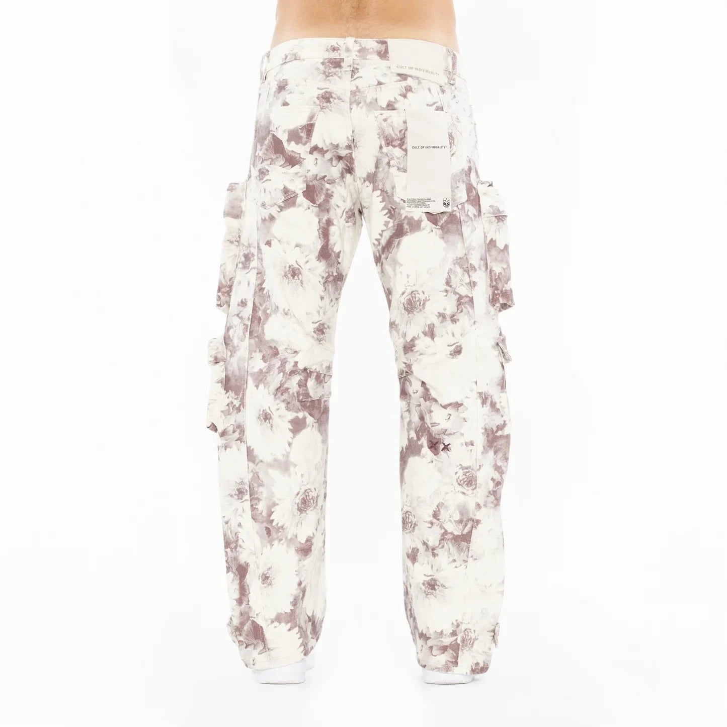 CULT OF INDIVIDUALITY Baggy Cargo 610 Jeans in Floral Print at Gravity NYC CULT OF INDIVIDUALITY Baggy Cargo 610 Jeans in Floral Print at Gravity NYC