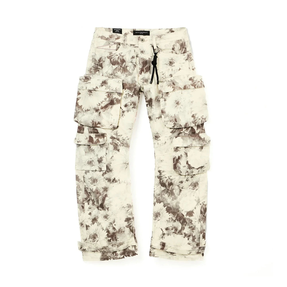 CULT OF INDIVIDUALITY Baggy Cargo 610 Jeans in Floral Print at Gravity NYC
