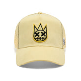 CULT OF INDIVIDUALITY Clean Logo Mesh Back Trucker in Banana at Gravity NYC