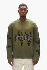 PURPLE BRAND M1070 Gothic Flames Waffle Knit Shirt - Gravity NYC