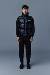 MACKAGE Kane Lustrous Light Down Vest with Funnel Collar at Gravity NYC