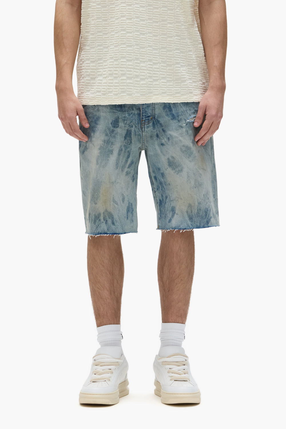 PURPLE BRAND P059 Mixed Paint Shorts at Gravity NYC