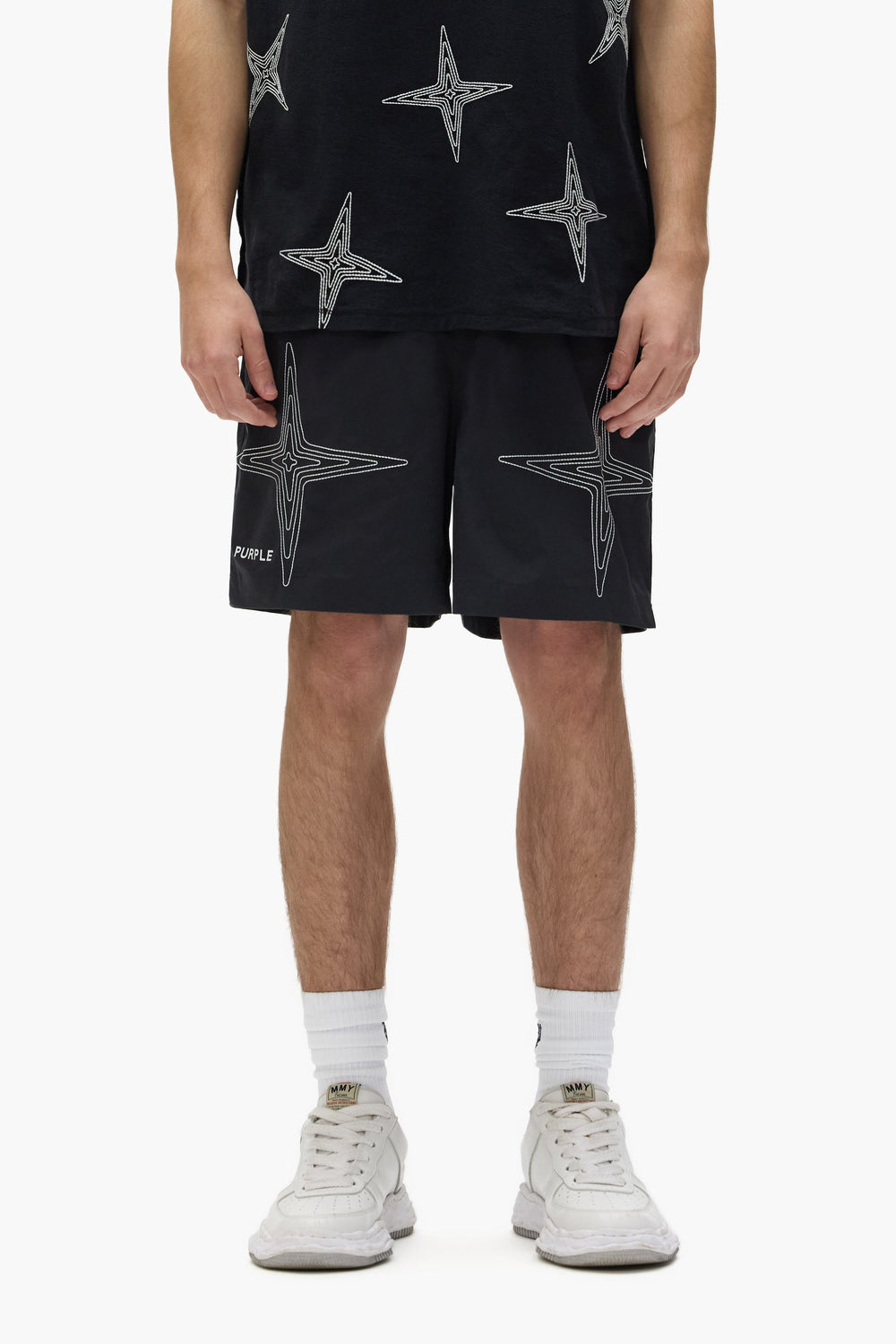 PURPLE BRAND P504 Holographic Swim Shorts at Gravity NYC