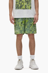 PURPLE BRAND P504 Worn Gothic Camo Swim Shorts at Gravity NYC