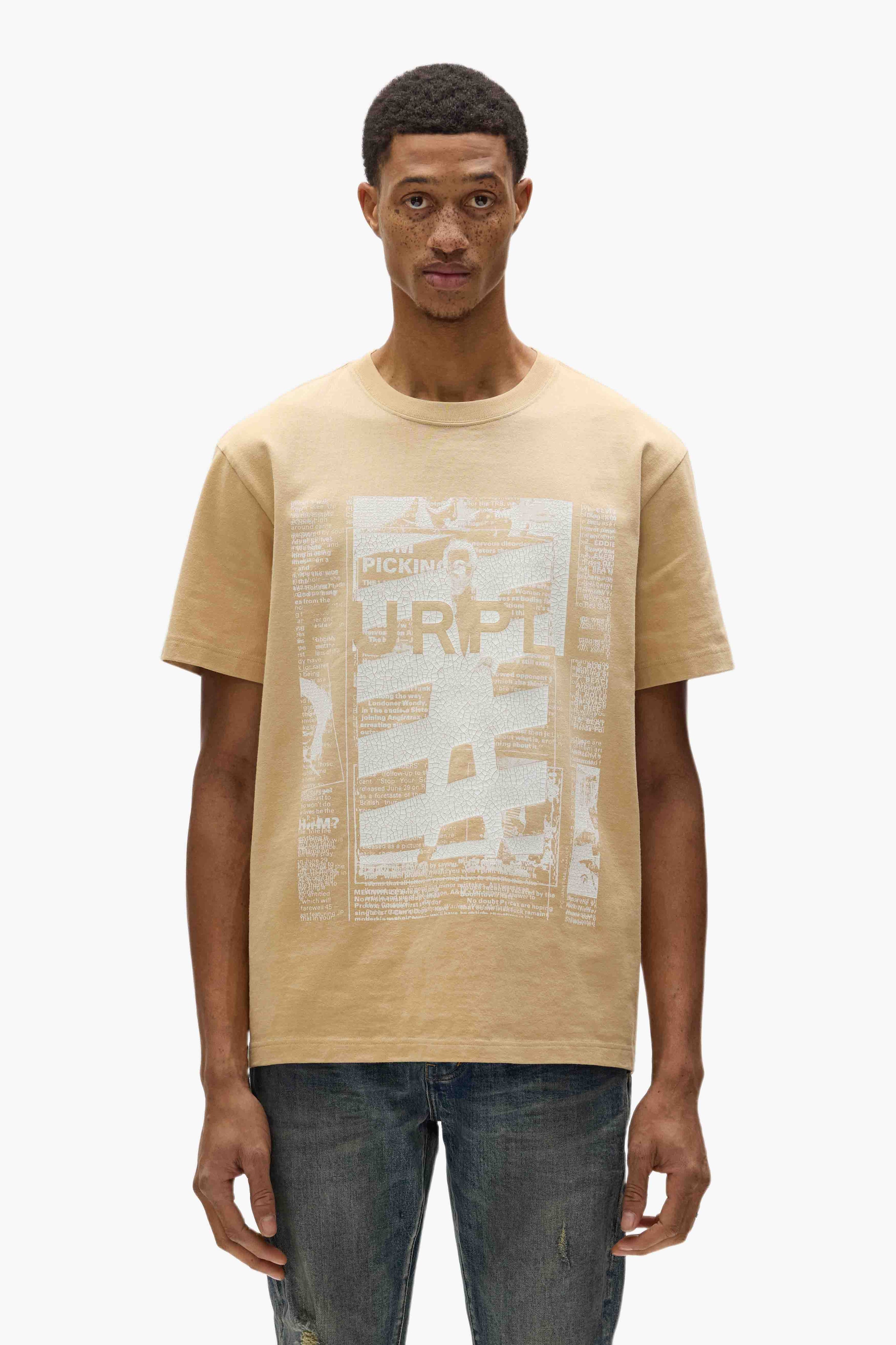 PURPLE BRAND P117 Newsprint Tee at Gravity NYC PURPLE BRAND P117 Newsprint Tee at Gravity NYC
