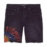 PURPLE BRAND P020 Multicolor Tie Dye Black Shorts at Gravity NYC