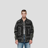 PURPLE BRAND P366 Padded Quilt Line Bandana Shirt