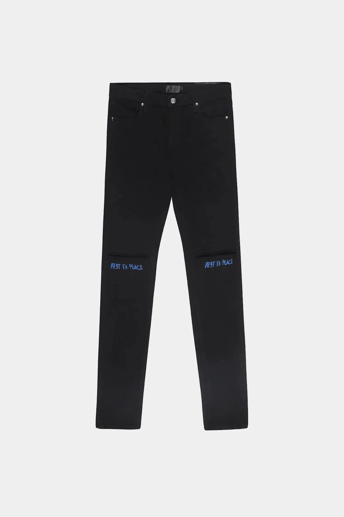RTA Bryant Black-Blue Rest in Peace RIP Jeans at Gravity NYC RTA Bryant Black-Blue Rest in Peace RIP Jeans at Gravity NYC