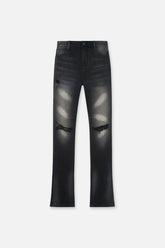 RTA Denis Mini Flare Faded Black Distressed Jeans at Gravity NYC