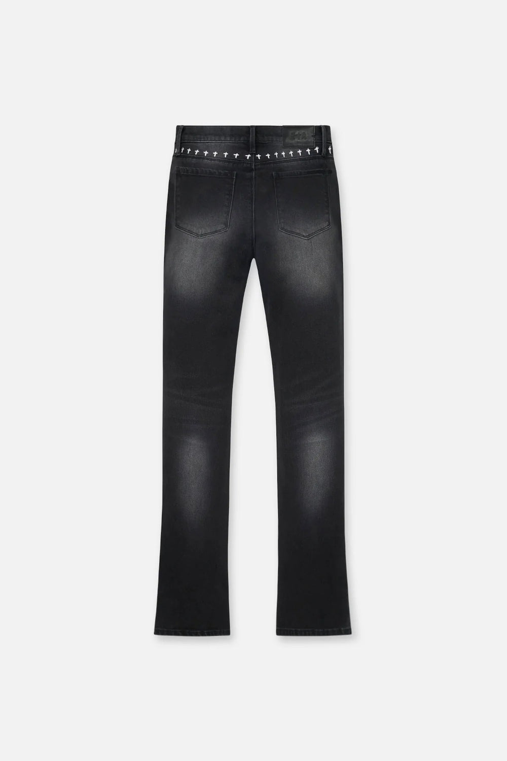 RTA Denis Mini Flare Faded Black Distressed Jeans at Gravity NYC