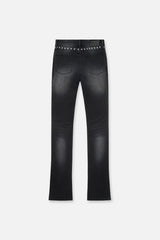 RTA Denis Mini Flare Faded Black Distressed Jeans at Gravity NYC