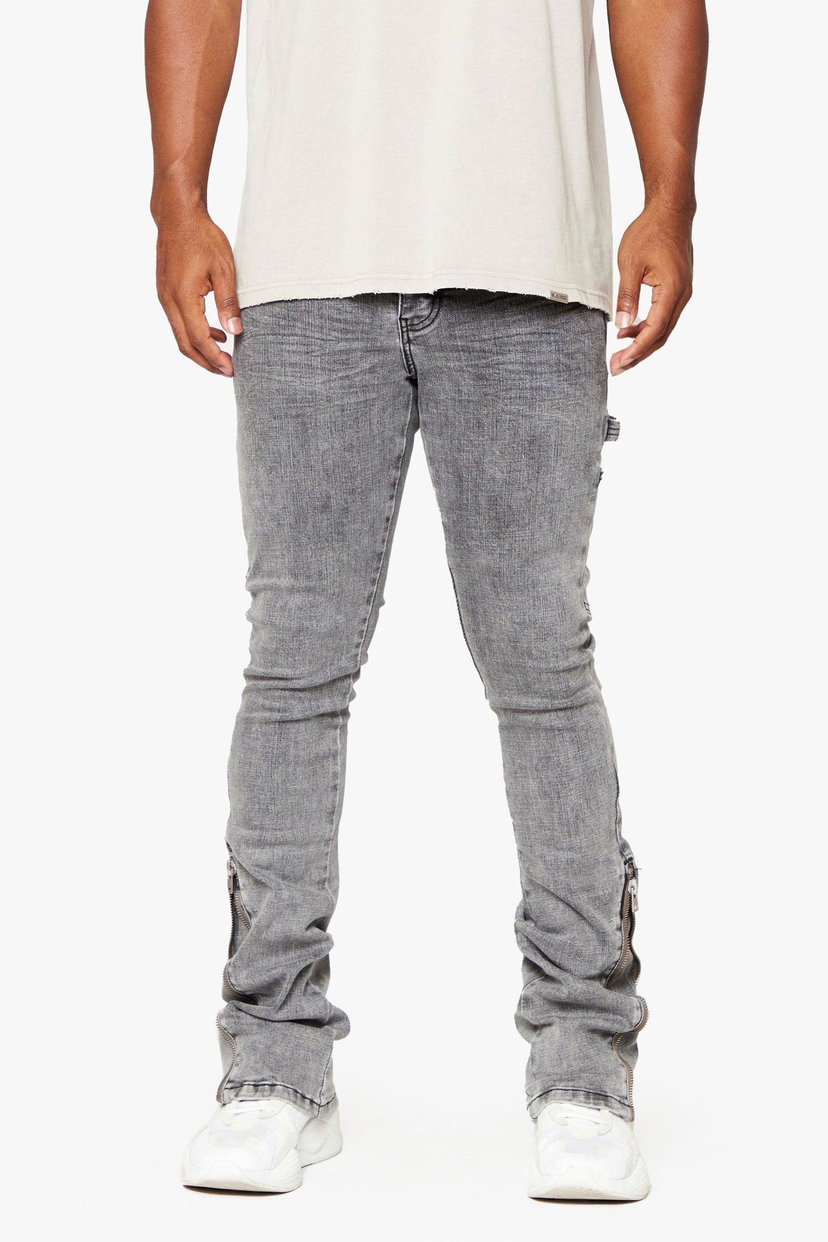 VALABASAS "Streamline" Grey Washed Stacked Flare Jean at Gravity NYC