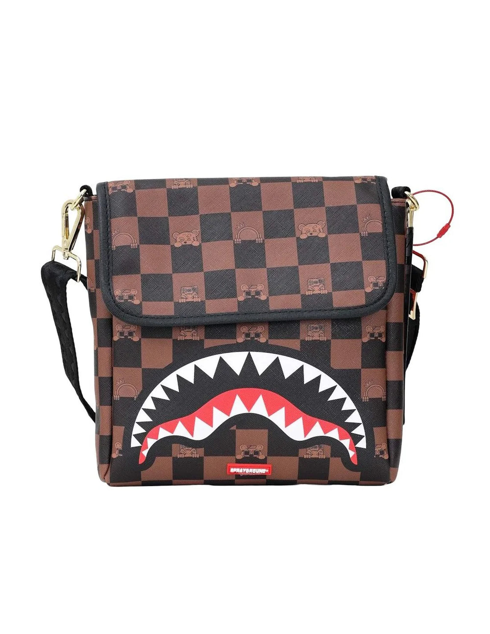 SPRAYGROUND Peeking Character Check Messenger Sling B7505 at Gravity NYC