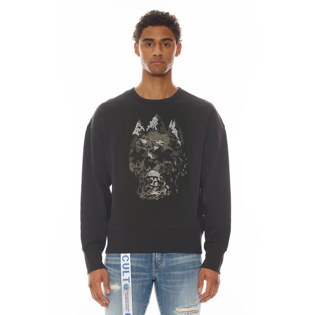 CULT OF INDIVIDUALITY FRENCH TERRY CREW NEC SWEATSHIRT "CRYSTAL SKULL"