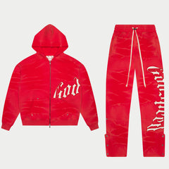 GODSPEED OG Logo V2 Sweatsuit Set (Red Tie Dye)