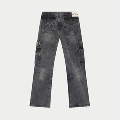 GODSPEED Rockstar Flare Cargo Denim Grey Wash