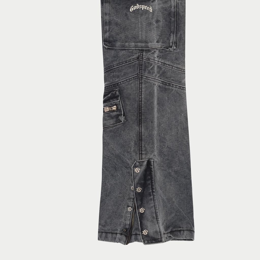 GODSPEED Rockstar Flare Cargo Denim Grey Wash