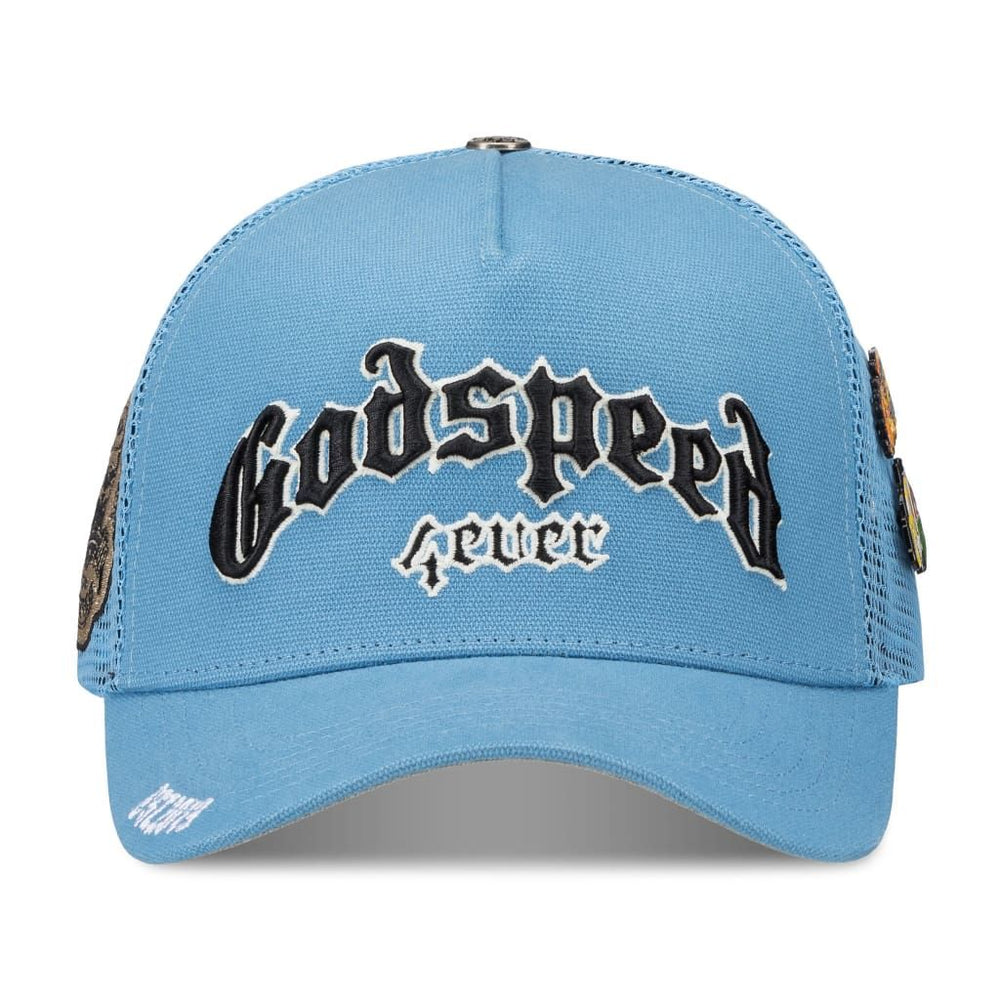 GODSPEED GS Forever Trucker Hat (Sky Blue) at Gravity NYC