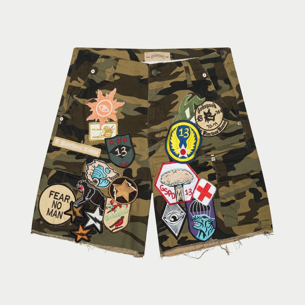 GODSPEED Patchwork Cargo Shorts (Camo) Gravity NYC