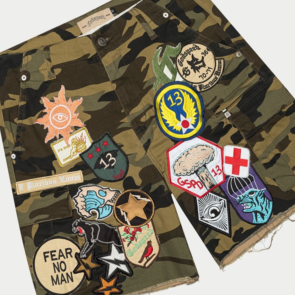 GODSPEED Patchwork Cargo Shorts (Camo) Gravity NYC