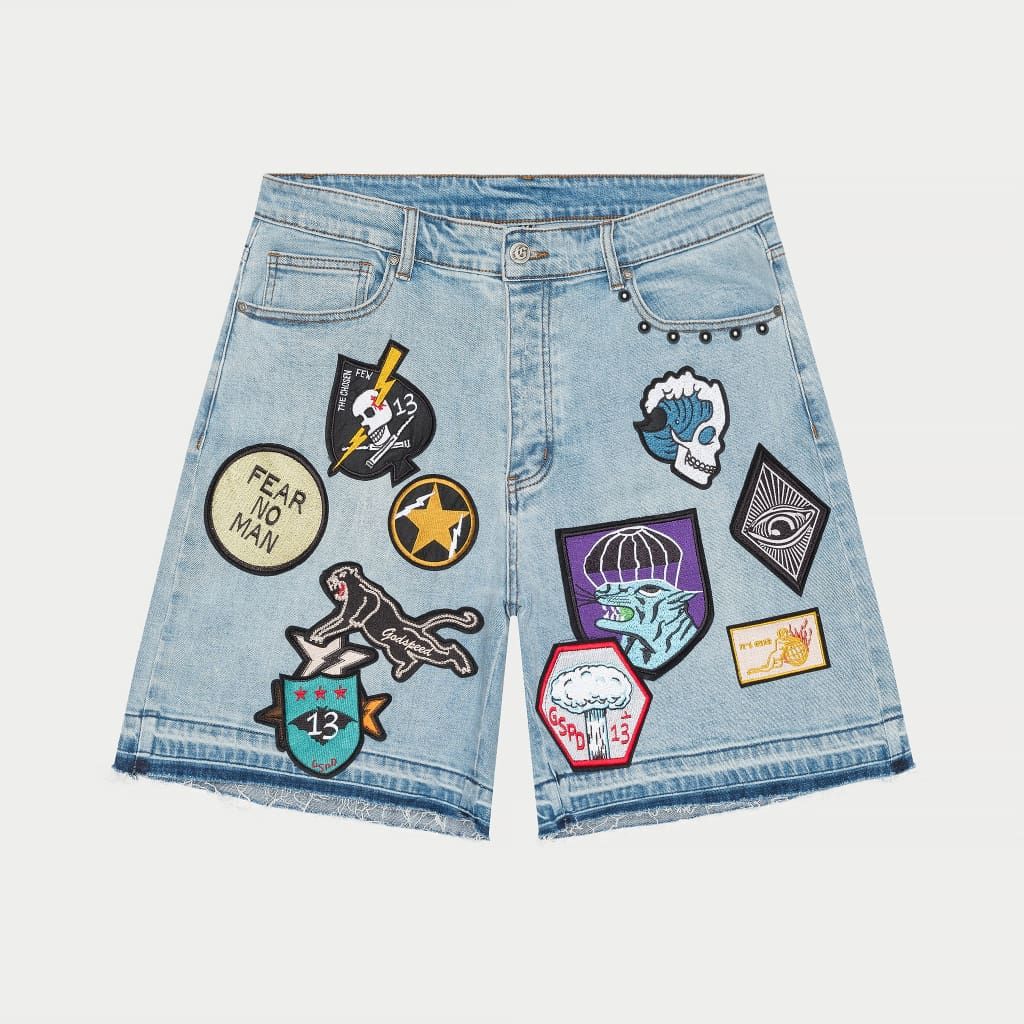 GODSPEED Patchwork Denim Shorts (Blue) Gravity NYC