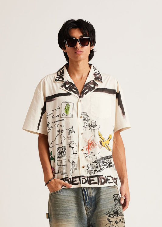 DIET STARTS MONDAY Doodle Button Up Shirt - Gravity NYC