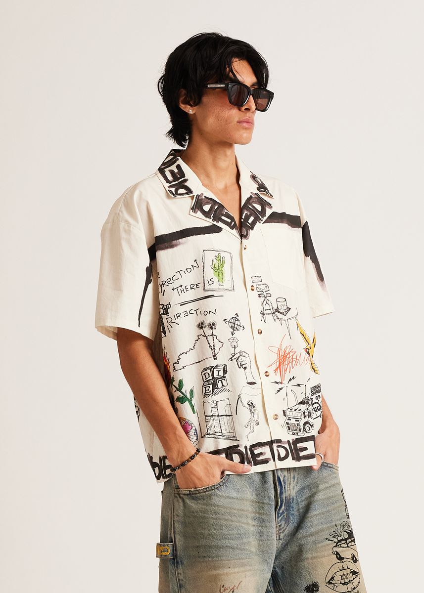 DIET STARTS MONDAY Doodle Button Up Shirt - Gravity NYC