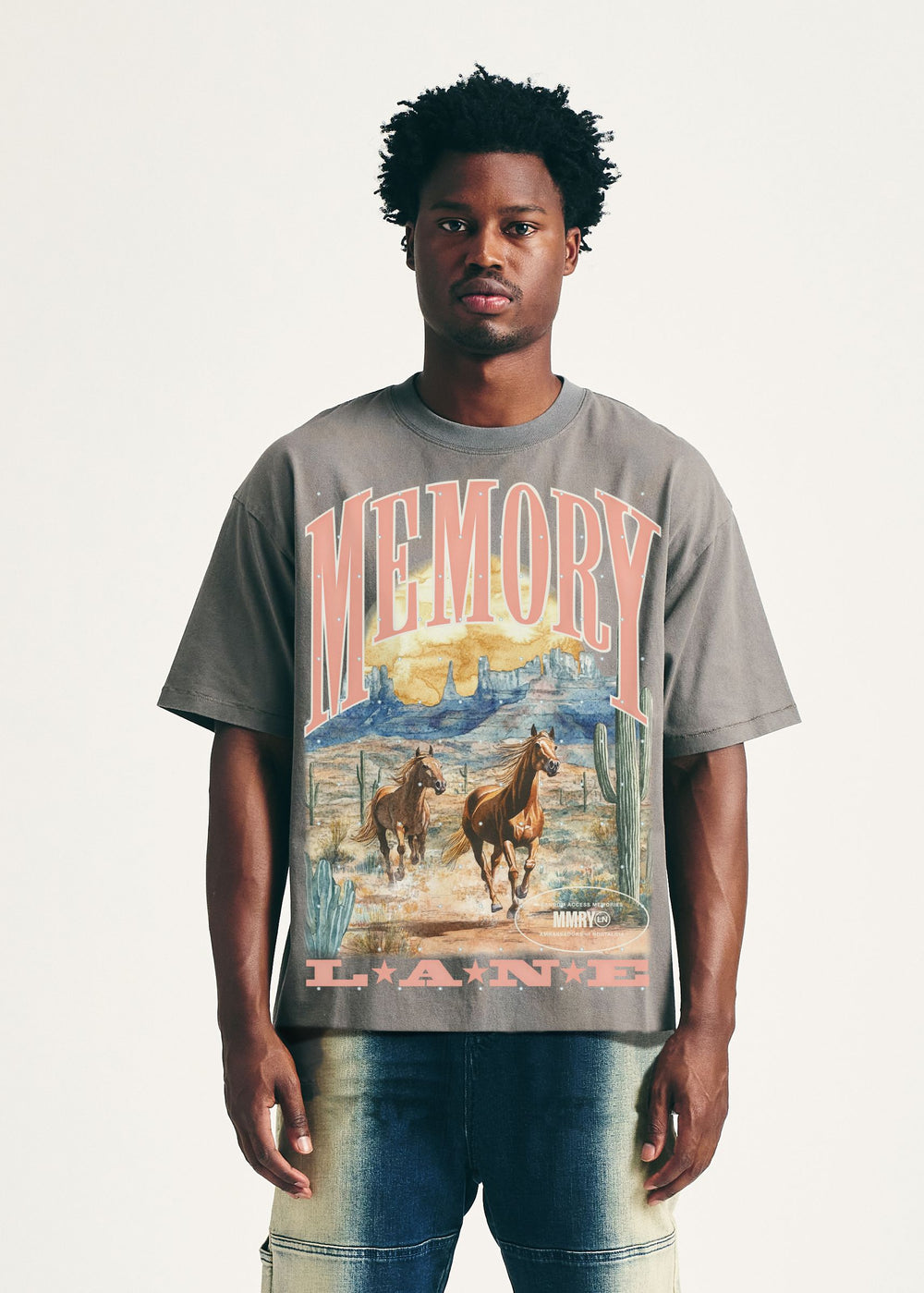MEMORY LANE Wild Horses Crop Tee Slate Grey - Gravity NYC