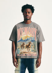 MEMORY LANE Wild Horses Crop Tee Slate Grey - Gravity NYC