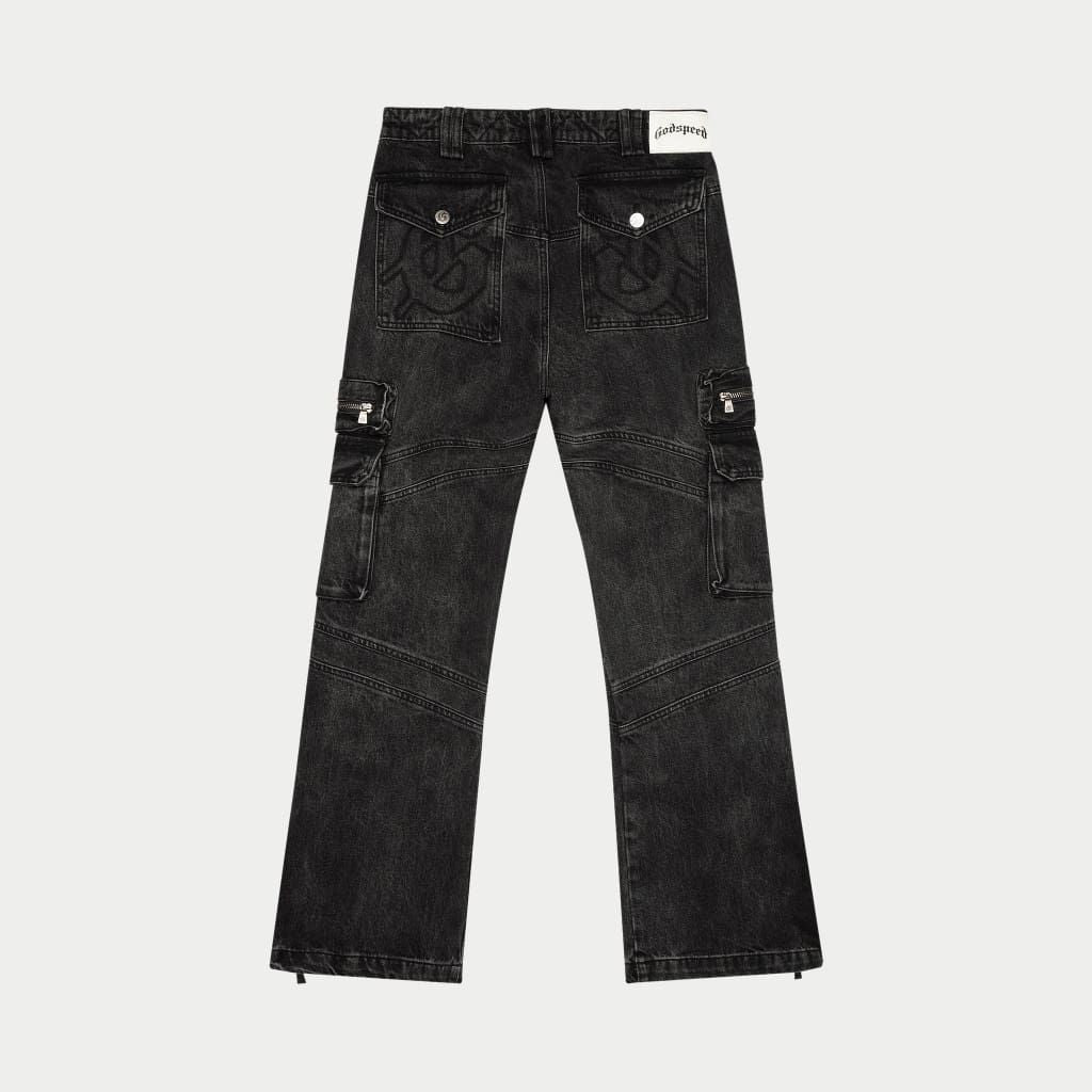 GODSPEED Rockstar Flare Cargo Denim Black Wash