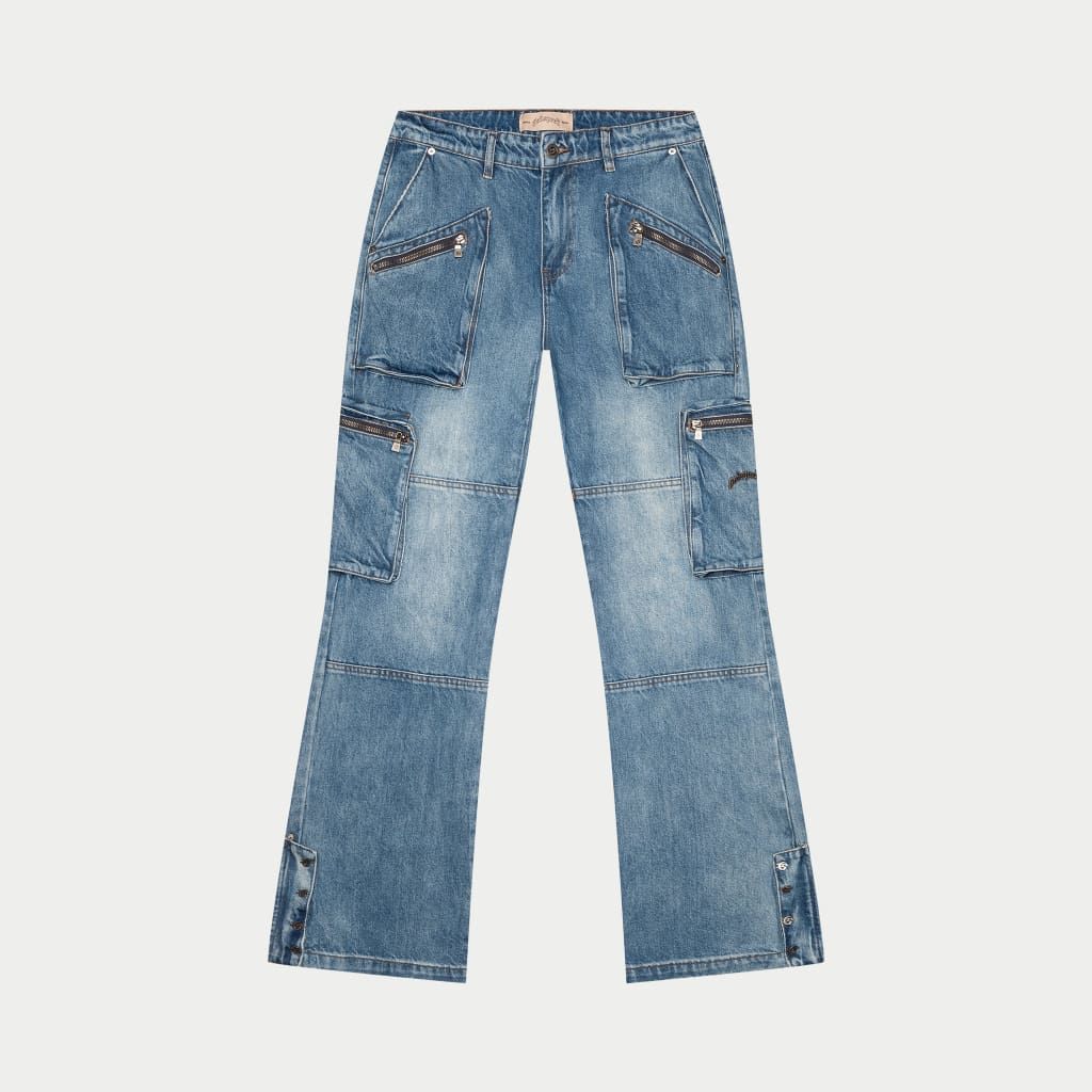 GODSPEED Double Pocket Flared Cargo Denim (Blue) Gravity NYC