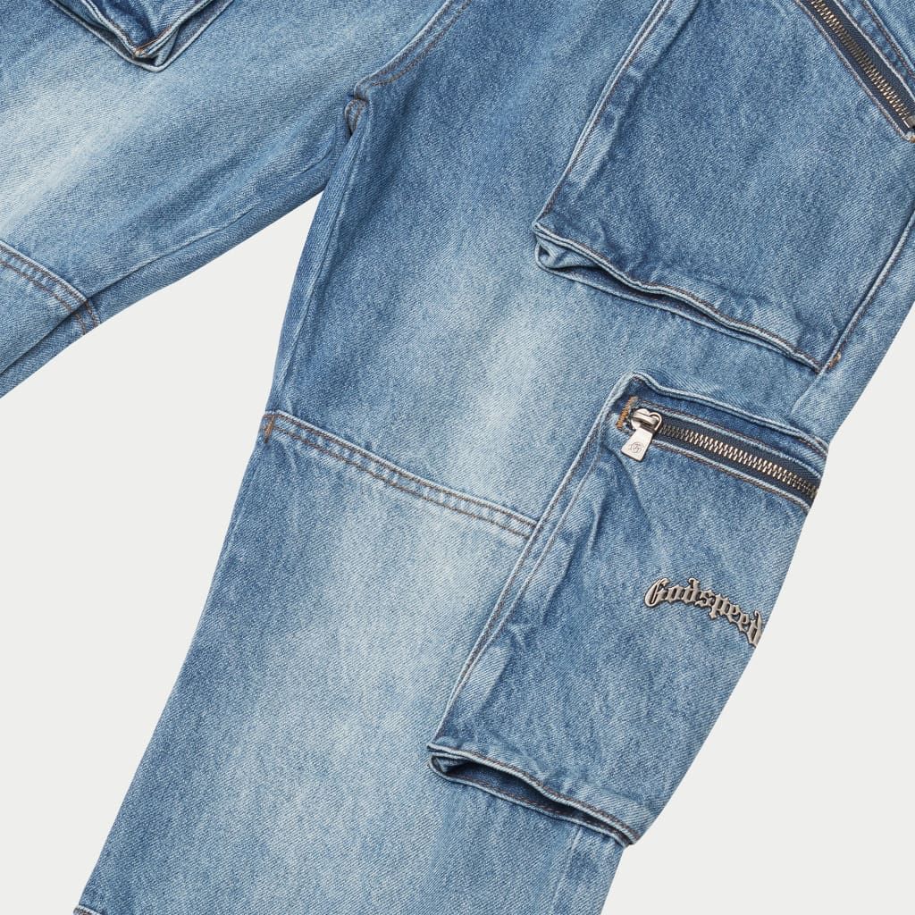 GODSPEED Double Pocket Flared Cargo Denim (Blue) Gravity NYC