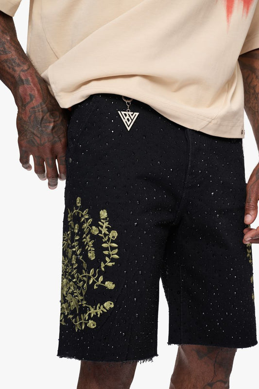 VALABASAS "Written" Denim Shorts Black