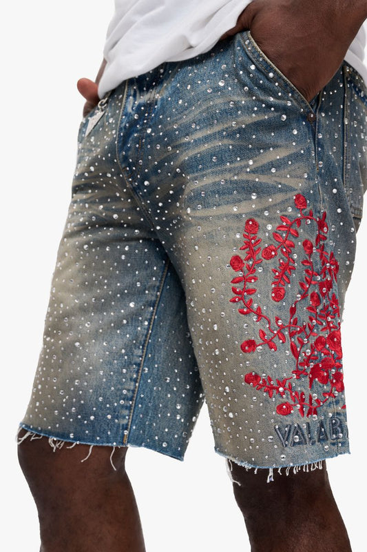 VALABASAS "Written" Denim Shorts Blue