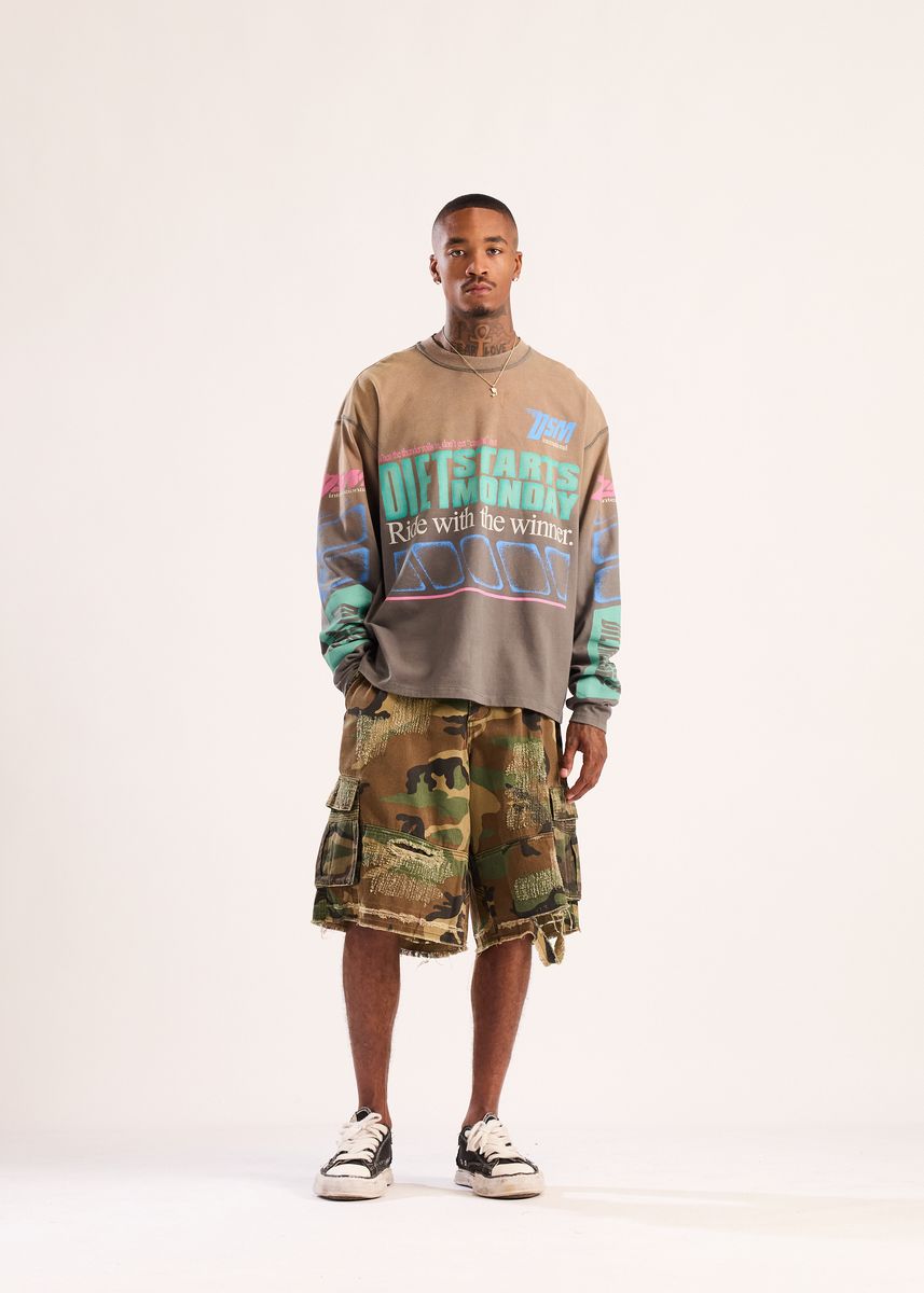 DIET STARTS MONDAY Men's Long-Sleeve T-Shirts at Gravity NYC