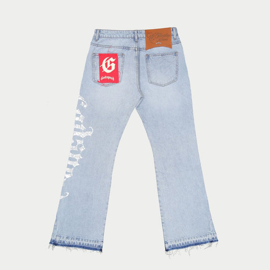 GODSPEED OG Logo Flared Denim Printed (Blue) - Gravity NYC