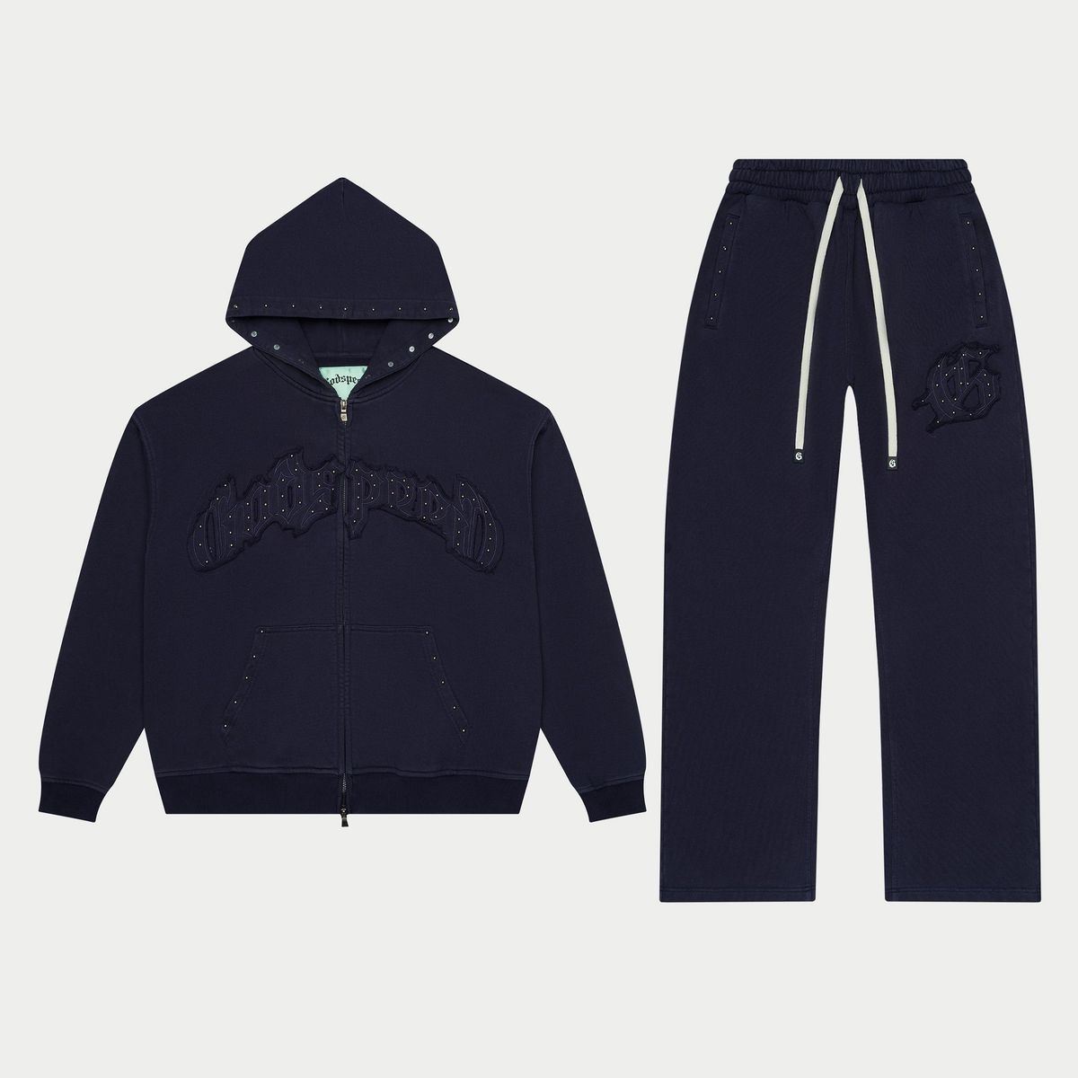 GODSPEED Symmetric Studded Sweatsuit Set (Navy)