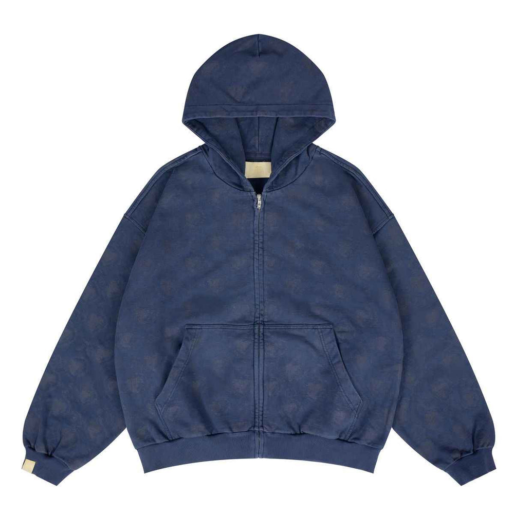 WHEN SMOKE CLEARS Monogram Zip Hoodie