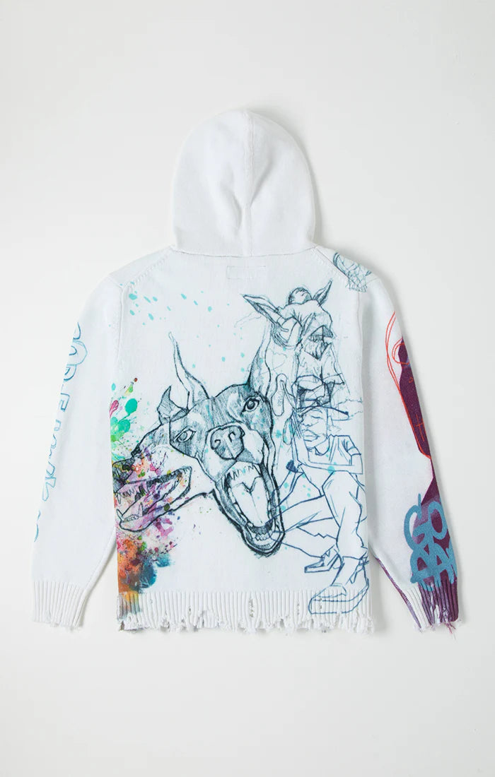 GOD FAMILY ART White Train Sweater - Gravity NYC