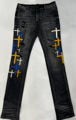 RTA Bryant Skinny Jean Distressed Charcoal Drift