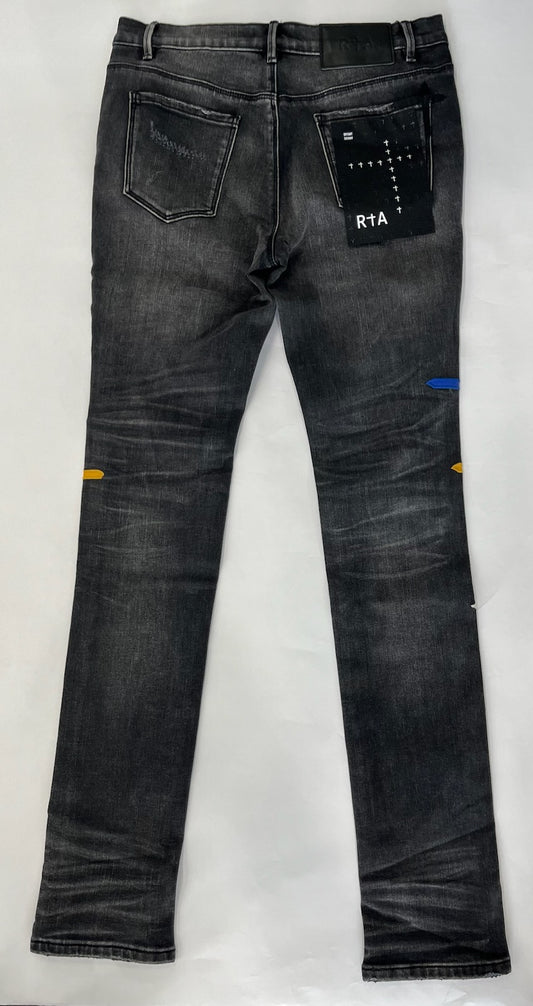RTA Bryant Skinny Jean Distressed Charcoal Drift