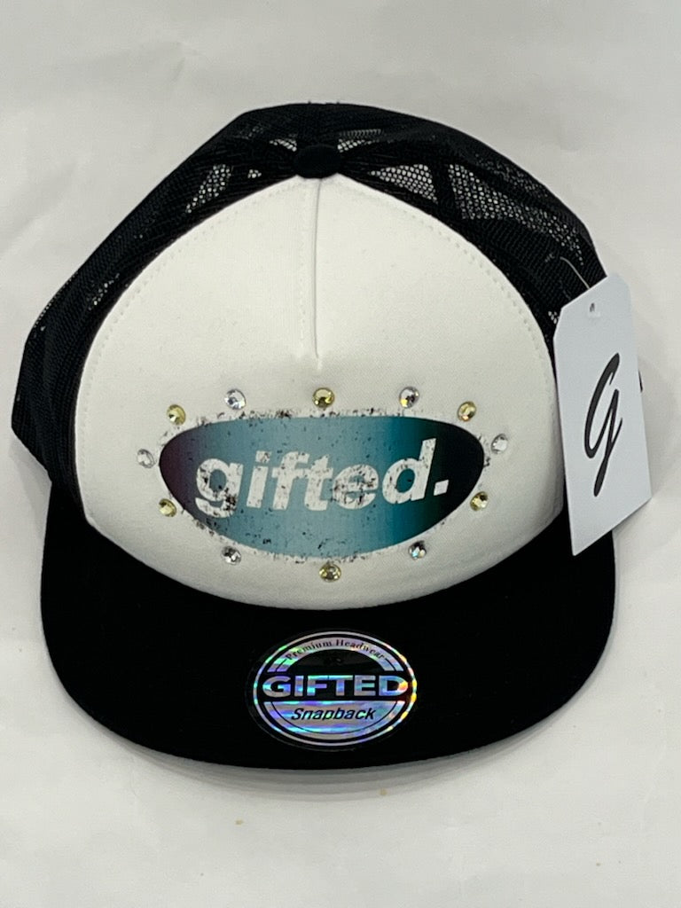 EVERYONE IS GIFTED Rhinestone Hat (Black/White) - Gravity NYC