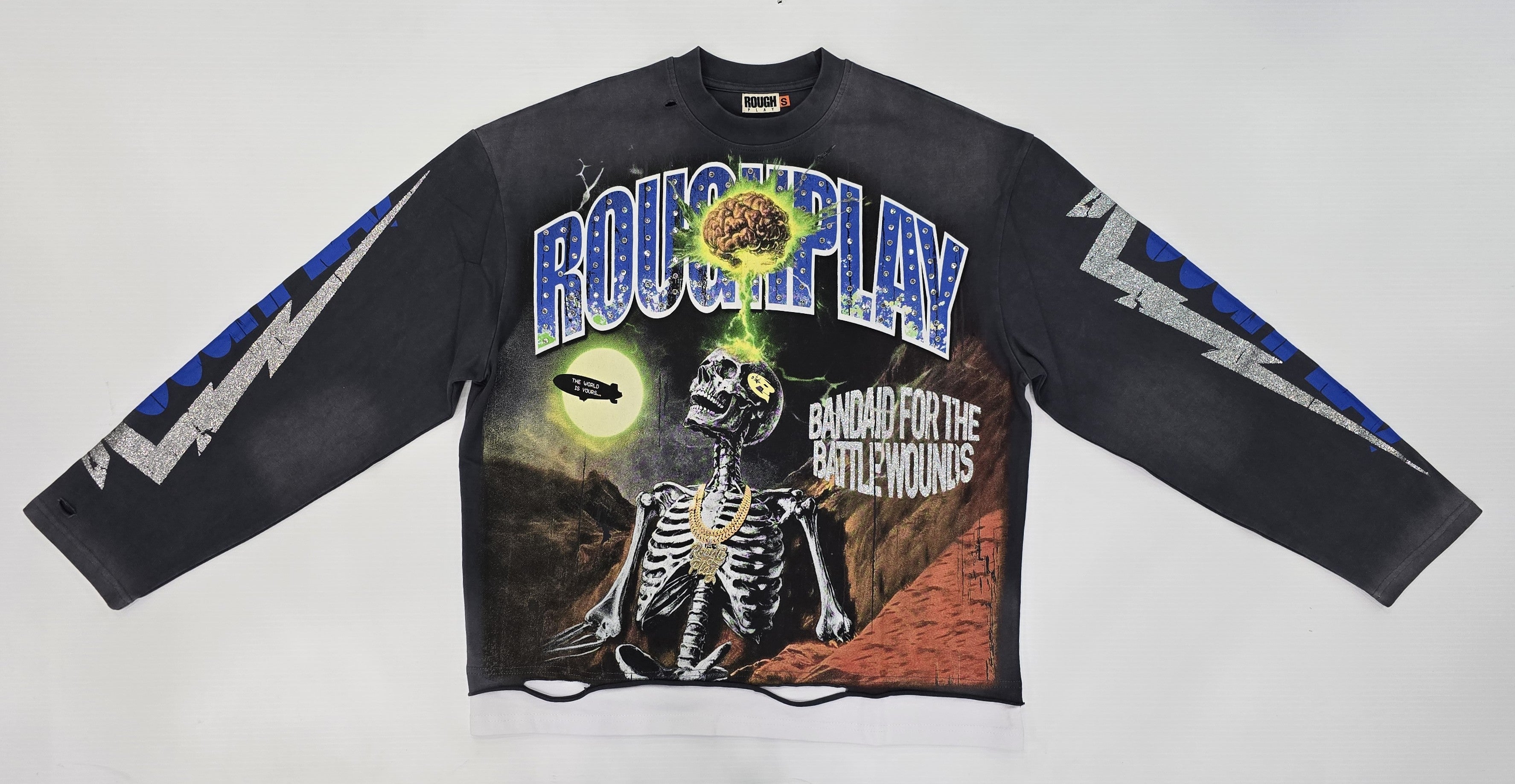 ROUGHPLAY CLOTHING Skull Shock Long Sleeve (Grey) - Gravity NYC