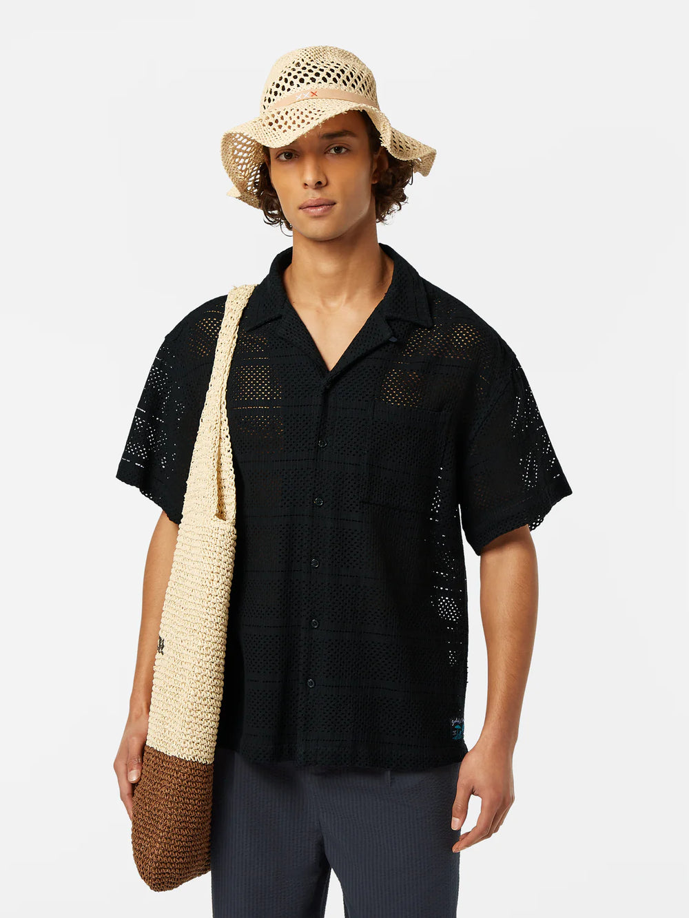 SCOTCH AND SODA Crochet Relaxed-Fit Shirt at Gravity NYC